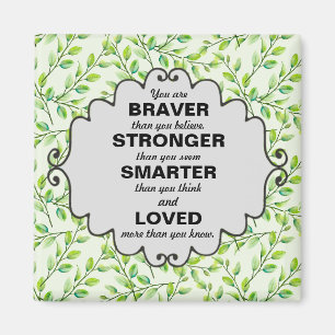 Aimant Feuilles et Branches Vertes Mots d'Encouragement