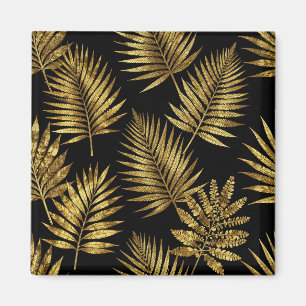 Aimant Feuilles Tropicales Dorées Motif Luxe