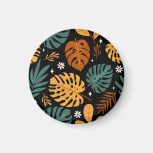 Aimant Feuilles tropicaux : Vintage foncé sans couture.