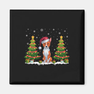 Aimant Feux de Noël Basenji Chien Santa Chapel Noël S