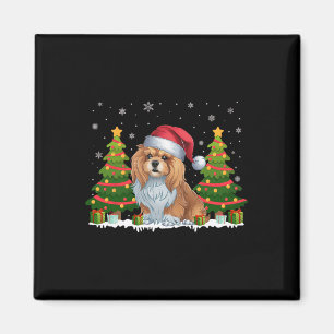 Aimant Feux de Noël Lhassa Apso Chien Santa Hat Noël