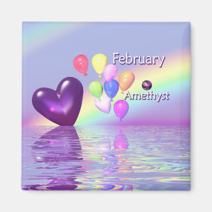 Aimant Février Anniversaire Améthyst Coeur