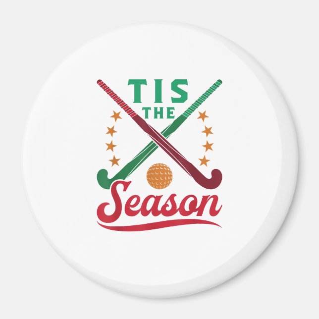 Aimant Field Hockey Christmas Tis The Season Player Holid (Devant)