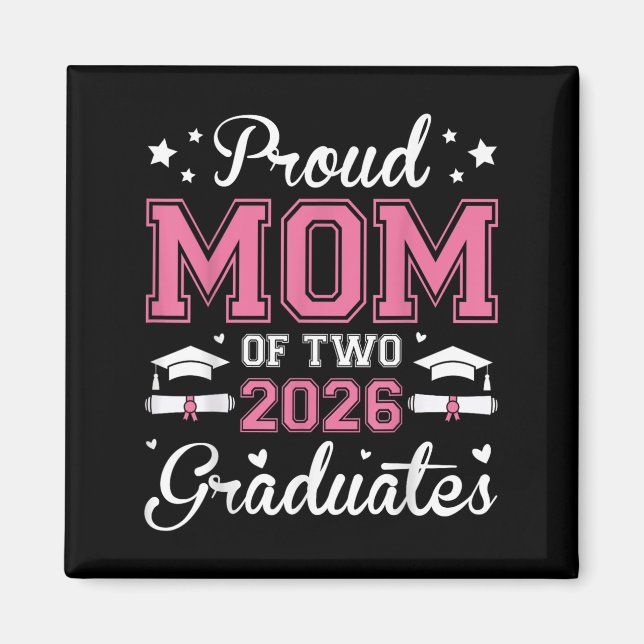 Aimant Fier Maman De Deux Diplômés De 2026 Diplômés De Tr (Devant)
