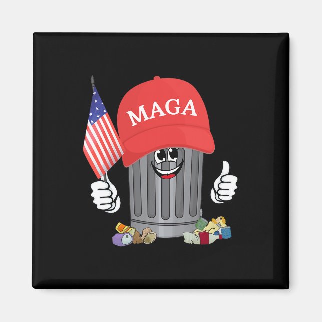 Aimant Fière poubelle Trump Supporter Trash Can Cartoon F (Devant)