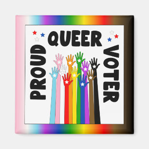 Aimant Fière Queer Voter mains arc-en-ciel