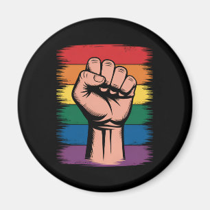 Aimant Fierté du poing levé arc-en-ciel LGBTQ soutien dro