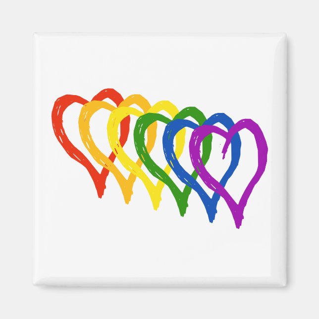 Aimant Fierté Gay de la Saint-Valentin Cœurs superposés a (Devant)