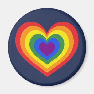 Aimant Fierté LGBTQ Coeur arc-en-ciel sur bleu marine