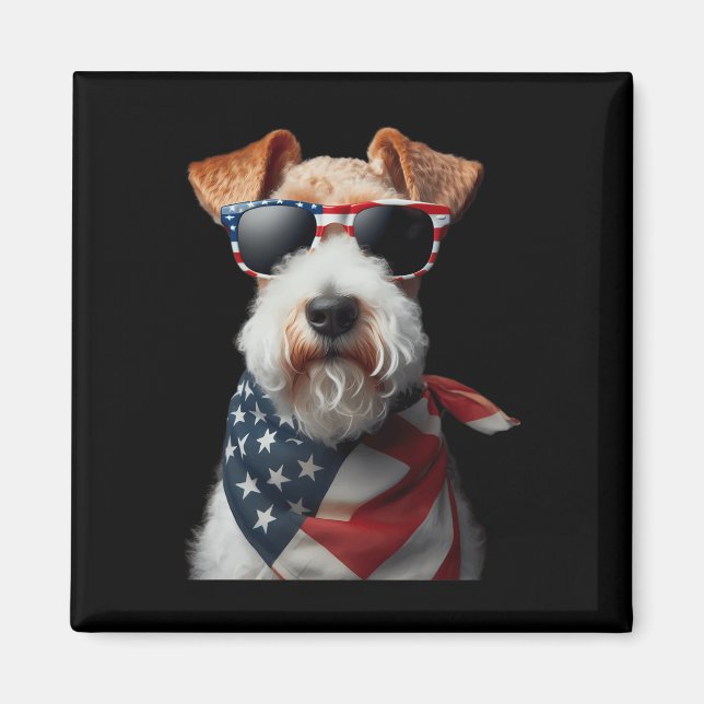 Aimant Fil Fox Terrier Chien 4 juillet Américain Indépend (Devant)
