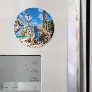 Aimant Filets de pêche séchant sur la plage