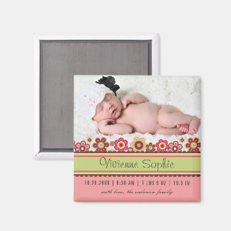 Aimant Fille Annonce Naissance Photo Marguerites Bonbon R