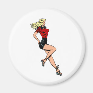Aimant Fille au charme rétro à côté, blonde bombshell