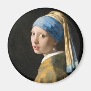 Aimant Fille avec une perle à oreille par Johannes Vermee