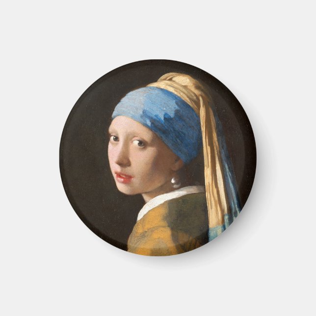 Aimant Fille avec une perle d'oreille Portrait Peinture (Devant)