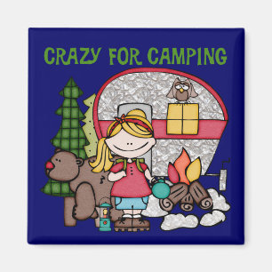 Aimant Fille blonde folle pour camper