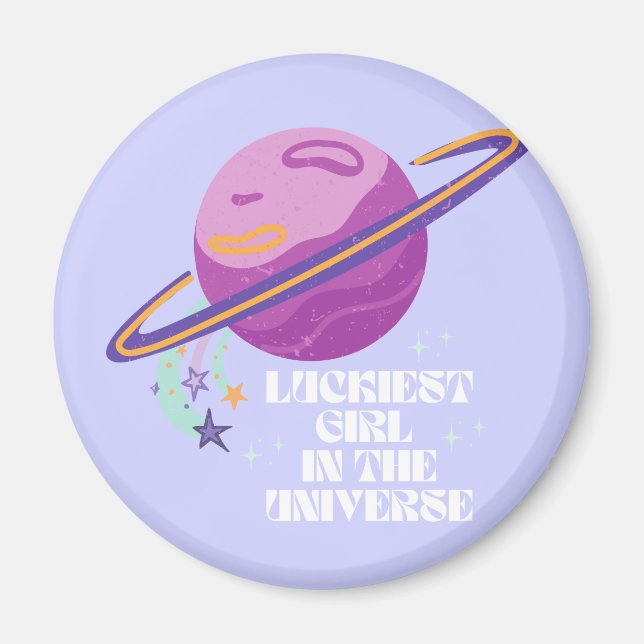 Aimant Fille chanceuse, Fille chanceuse, Lucky, Affirmati (Devant)