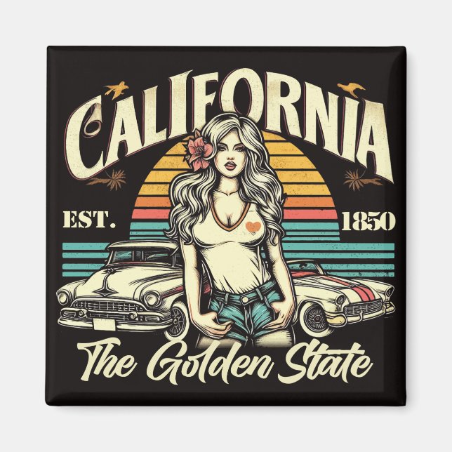 Aimant Fille de Californie vintage (Devant)