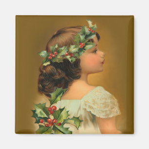 Aimant Fille de houx de Noël