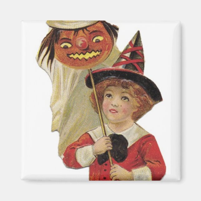Aimant Fille d'Halloween à l'ancienne (Devant)