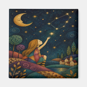 AIMANT FILLE FANTAISISTE ATTRAPANT LES ÉTOILES 