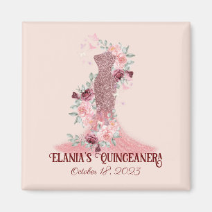 Aimant Fille florale rose pâle Quinceanera Party Favorise