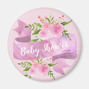 Aimant Fille, Joli, Chic, Floral Baby shower rose