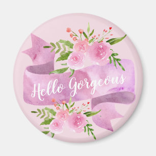 Aimant Fille Joli Chic Floral Rose Rose Rose Rose Bonjour