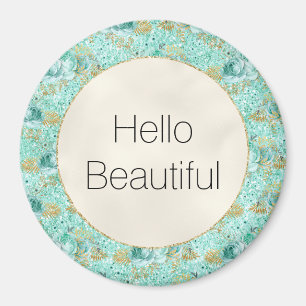 Aimant Fille Mint Parties scintillant or Floral