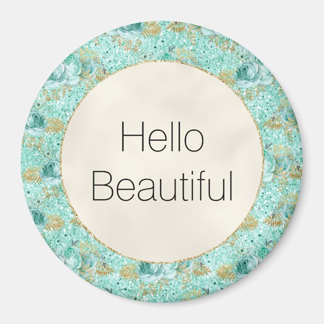 Aimant Fille Mint Parties scintillant or Floral (Devant)
