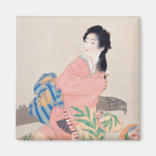 Aimant Fille Miyuki (élégante dame japonaise, art asiatiq