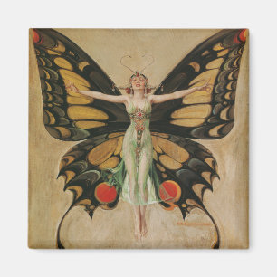 Aimant Fille papillon de Leyendecker Art Déco vintage