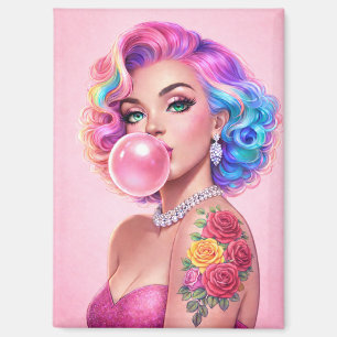 Aimant Fille Pin-Up Bubble Gum Vintage – Glamour R