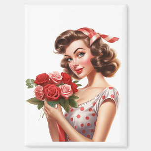 Aimant Fille Pin-Up Vintage pour la Saint-Valentin