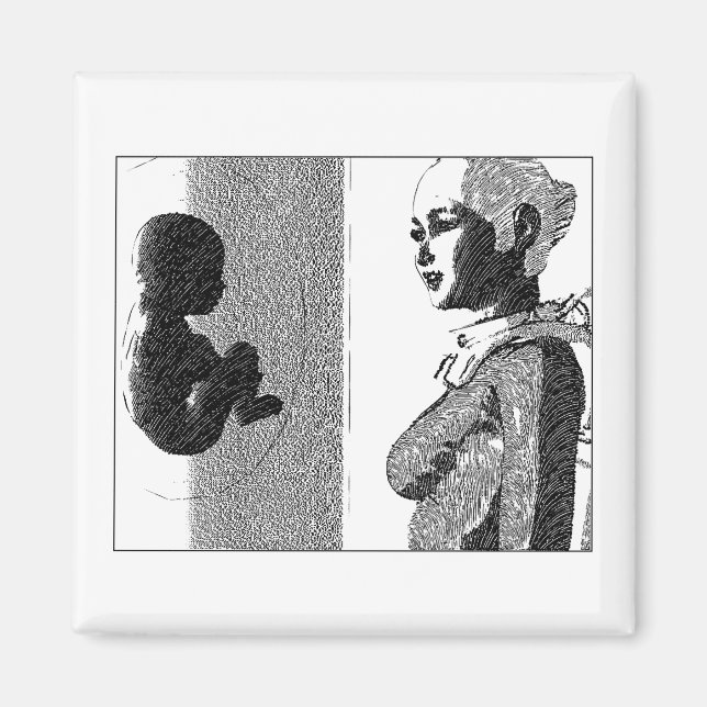 Aimant fille spatiale et bébé (Devant)