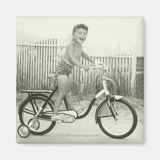 Aimant Fille vélo équitation (Devant)