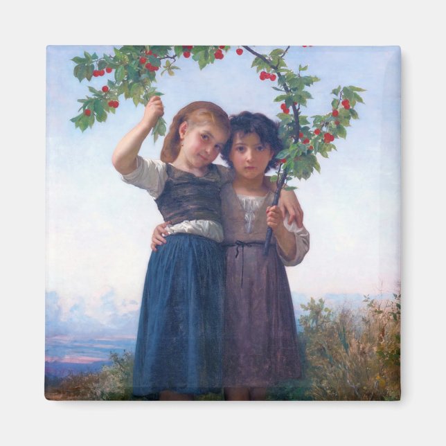 Aimant Filles avec la Branche Cerise, Bouguereau (Devant)