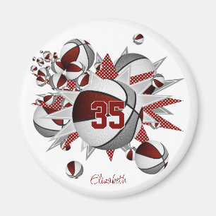 Aimant filles basket-ball personnalisées étoiles maroon g