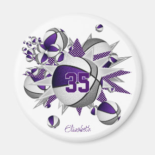 Aimant filles basket-ball personnalisées étoiles violet g