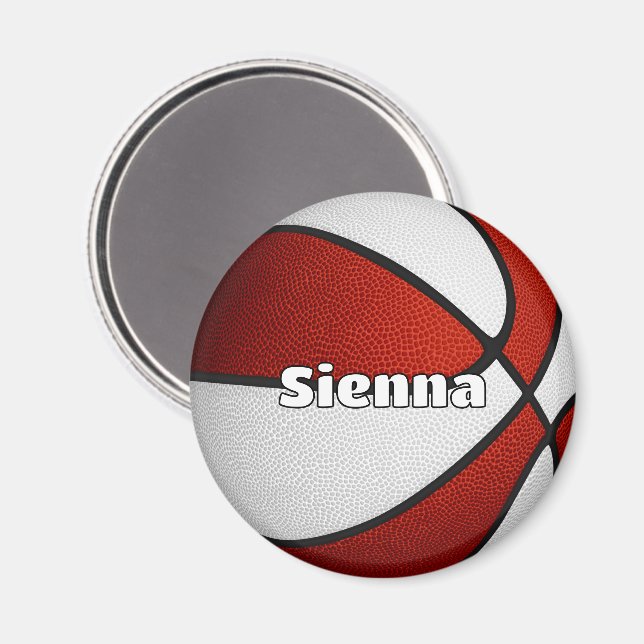 Aimant filles garçons basketball rouge équipe couleurs (Recto/Verso)