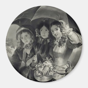 Aimant Filles victoriennes parapluie jour de pluie femme 