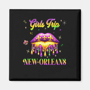Aimant Filles Voyage Nouvelle-Orléans Mardi Gras Lèvres P