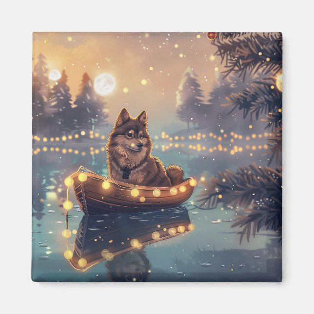 Aimant Finlandais Lapphund Noël Festive Voyage (Devant)