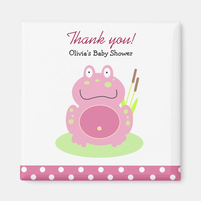 Aimant Fiona la grenouille rose Baby shower Favoriser l'a (Devant)