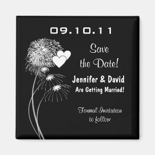 Aimant Fireworks & Hearts Enregistrer l'aimant de date