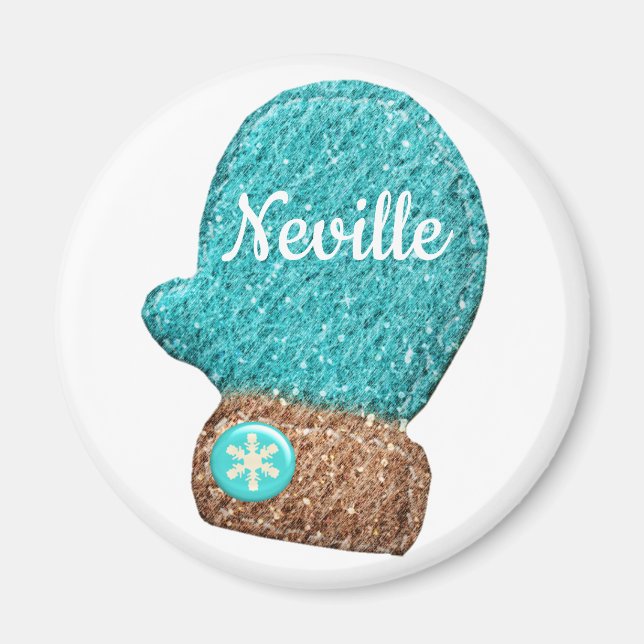 Aimant Flacon d'hiver mignon flocon bleu brun blanc (Devant)