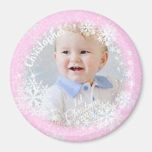 Aimant Flacons de neige brillants rose