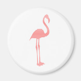 Aimant Flamant rose - bandes - rose et blanc.