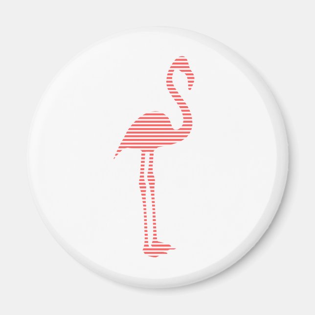 Aimant Flamant rose - bandes - rose et blanc. (Devant)