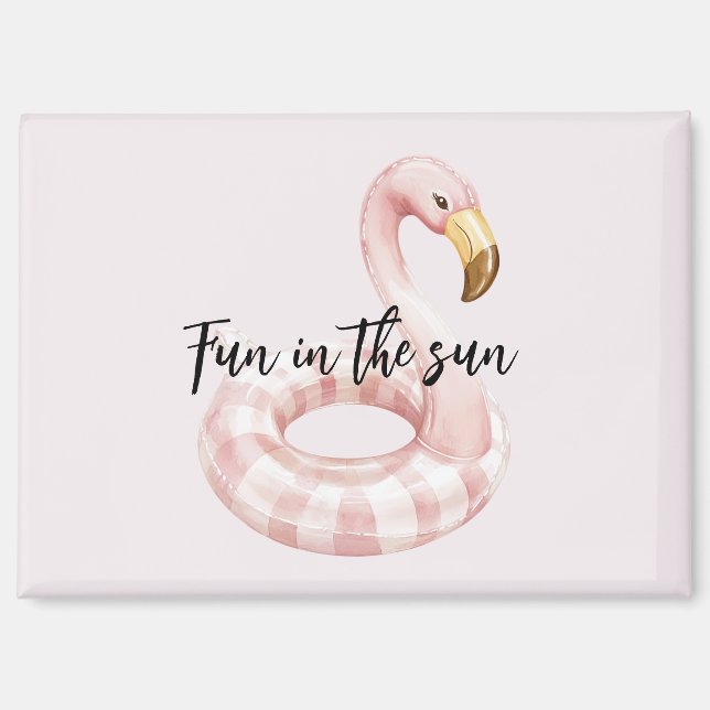 Aimant Flamant Rose Flotte Fun au Soleil (Recto)